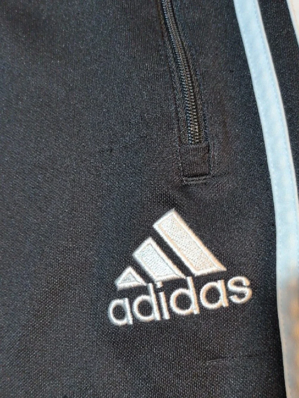 Adidas men's Black Jogger Pants with White Stripes S